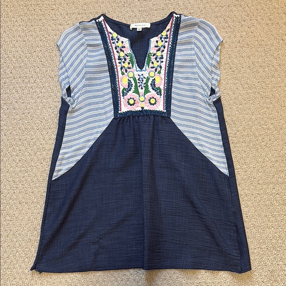 Embroidered Navy and Pink top
